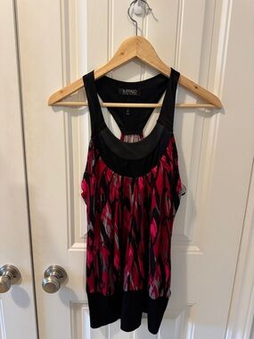Buffalo David Bitton Pink & Black Printed Racerback Tank Top